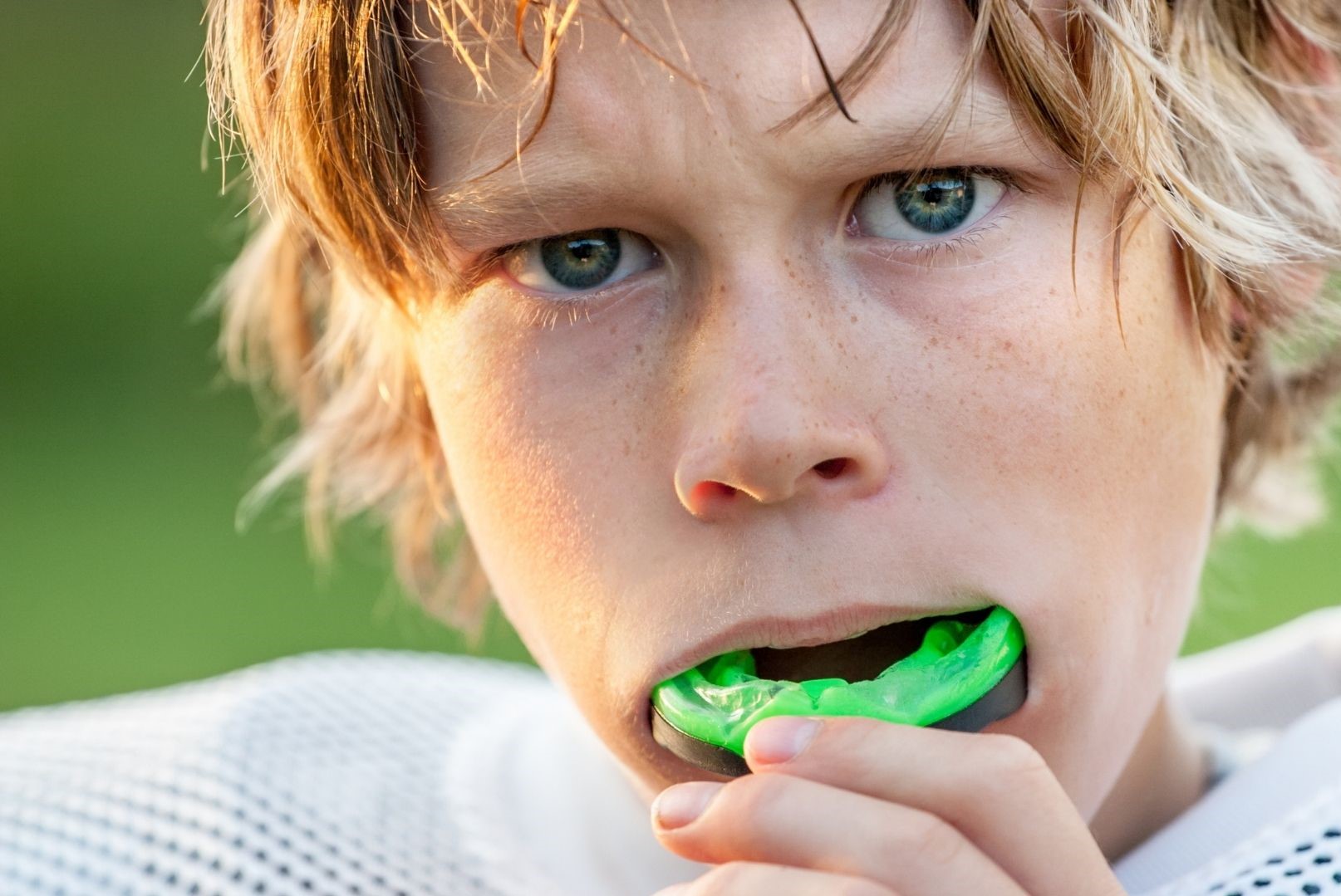 Teenager with mouthguard
